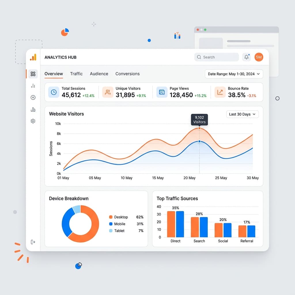 Search engine optimised websites audit dashboard scoring 100 on PageSpeed
